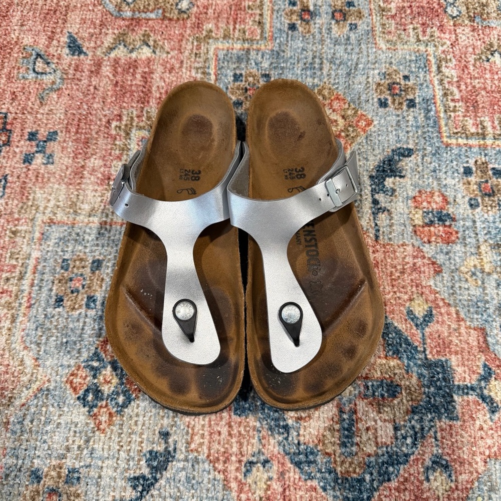 Birkenstock Silver and Brown Sandals